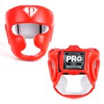 Leather Headgear for Pro Boxing Red Sparring Training